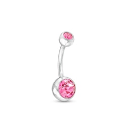 Titanium Pink Crystal Belly Button Ring - 14G 7/16&quot;