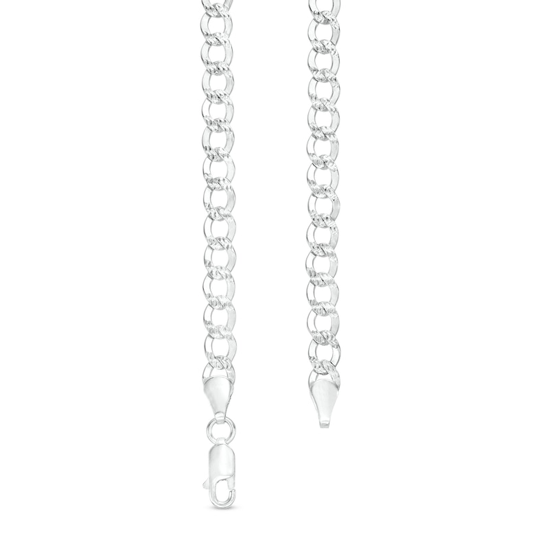 5mm Flat Curb Chain Necklace in Solid Sterling Silver - 20"