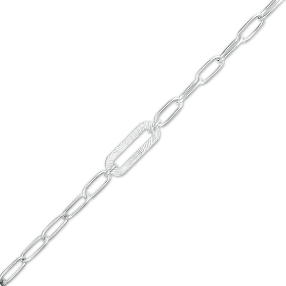 3mm Oval Link Paper Clip Chain Bracelet in Solid Sterling Silver - 7.5"