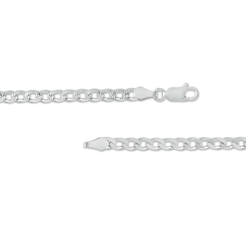 Main Image 2 of Made in Italy 100 Gauge Diamond-Cut Solid Curb Chain Bracelet in Sterling Silver - 7.5&quot;