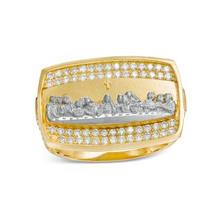 Diamond Accent Bead Layered Star Ring in Sterling Silver and 14K Gold Plate