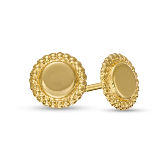 6.6mm Bead Frame Disc Stud Earrings in 10K Gold