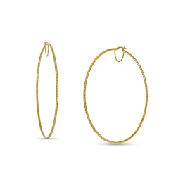 Made in Italy 80 x 2mm Diamond-Cut Solid Tube Hoop Earrings in 10K Gold Bonded Sterling Silver