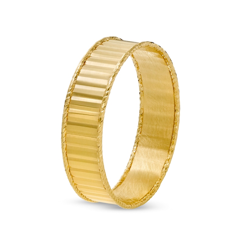 Made in Italy 5mm Ribbed Pattern with Rope-Textured Border Eternity Band in 10K Gold - Size 7