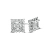 Thumbnail Image 1 of 6mm Square-Cut Cubic Zirconia Framed Stud Earrings in Solid Sterling Silver