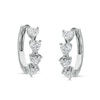 Thumbnail Image 1 of Heart-Shaped Cubic Zirconia Huggie Hoop Earrings in Solid Sterling Silver