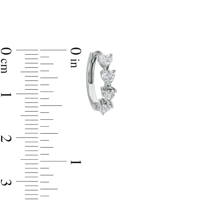 Main Image 2 of Heart-Shaped Cubic Zirconia Huggie Hoop Earrings in Solid Sterling Silver