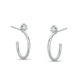 Sterling Silver CZ Solitaire J-Hoops