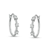 Thumbnail Image 0 of Cubic Zirconia Three Stone Solid Hoop Earrings in Sterling Silver