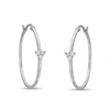 Thumbnail Image 1 of Cubic Zirconia Trio Cluster Solid Hoop Earrings in Hollow Sterling Silver