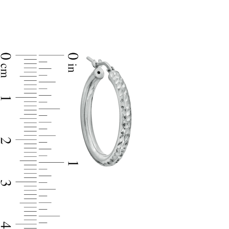 Made in Italy 20mm Diamond-Cut Hollow Tube Hoop Earrings in Hollow Sterling Silver