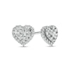 Thumbnail Image 0 of Cubic Zirconia Frame Diamond-Cut Heart Stud Earrings in Sterling Silver