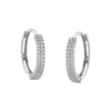 Thumbnail Image 1 of Cubic Zirconia Pavé Double Row Hoop Earrings in Solid Sterling Silver