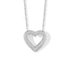 Thumbnail Image 1 of Sterling Silver 1/20 CT. T.W. Diamond Heart Outline Pendant - 17.5&quot;