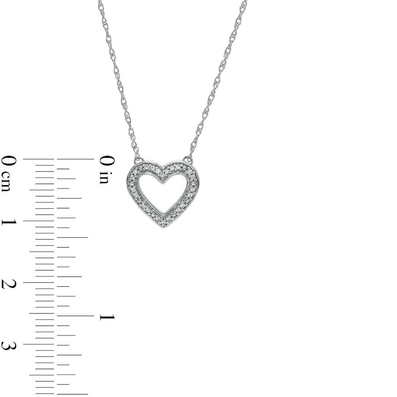 1/20 CT. T.W. Diamond Heart Outline Necklace in Sterling Silver