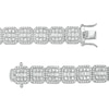 Thumbnail Image 3 of Sterling Silver CZ Baguette and Round Cluster Octagonal Frame Bracelet - 8.3&quot;