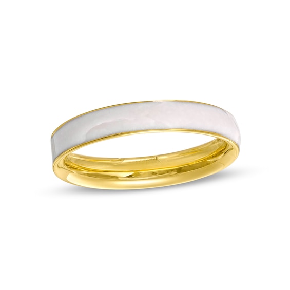 3mm White Enamel Eternity Band in 10K Gold - Size 7