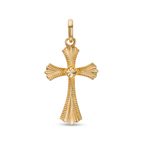 Diamond-Cut Flare-Ends Vintage-Style Cross Necklace Charm in 10K Gold