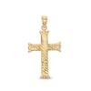 Thumbnail Image 1 of 28 x 17mm Diamond-Cut Slant Groove Flare-Ends Cross Necklace Charm in 10K Stamp Hollow Gold