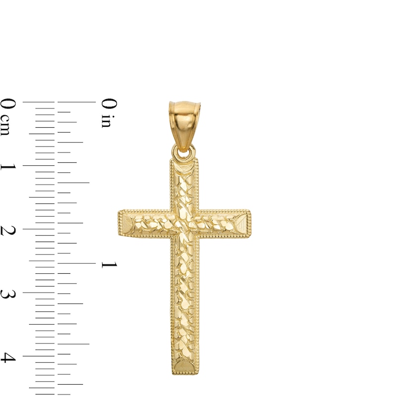 Multi-Finish Nugget Cross Necklace Charm in 10K Solid Gold
