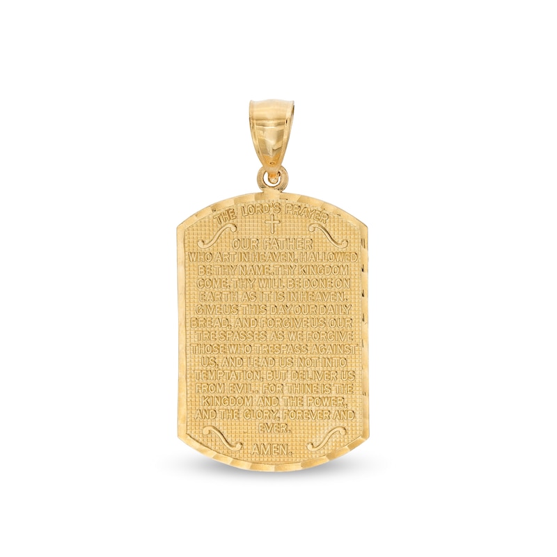 Main Image 1 of 27 x 16mm Embossed Lord's Prayer Multi-Finish Dog Tag Necklace Charm in 10K Gold Casting Solid