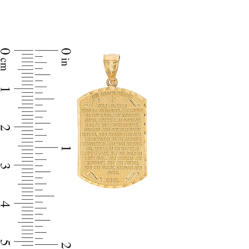 Main Image 3 of 27 x 16mm Embossed Lord's Prayer Multi-Finish Dog Tag Necklace Charm in 10K Gold Casting Solid