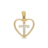 Thumbnail Image 0 of Cubic Zirconia Cross in Heart Outline Necklace Charm in 10K Solid Gold