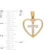 Thumbnail Image 1 of Cubic Zirconia Cross in Heart Outline Necklace Charm in 10K Solid Gold