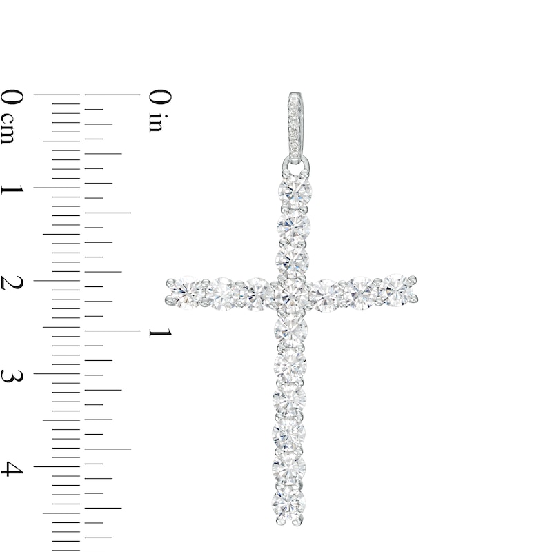 Cubic Zirconia Cross Necklace Charm in Solid Sterling Silver