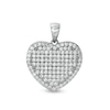 Thumbnail Image 1 of Composite Pavé Cubic Zirconia Frame Heart Necklace Charm in Solid Sterling Silver