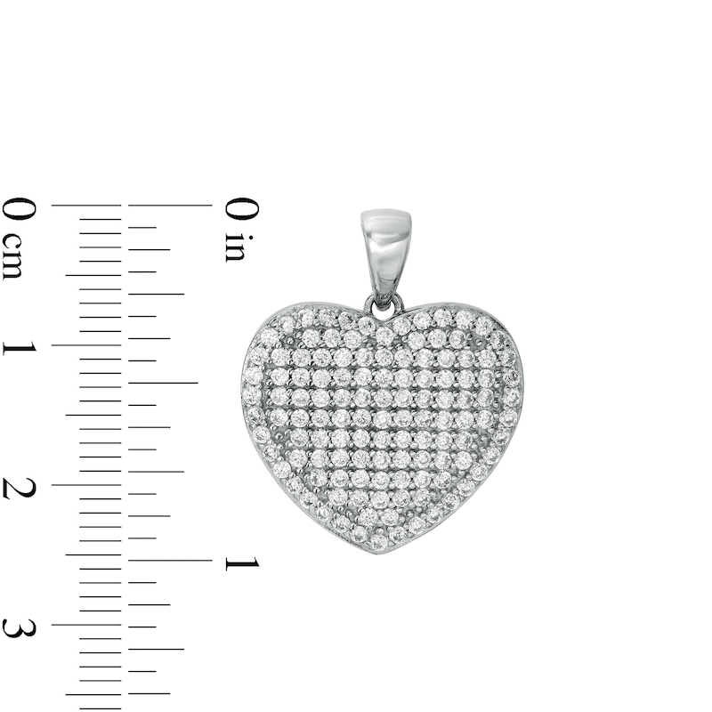 Main Image 2 of Composite Pavé Cubic Zirconia Frame Heart Necklace Charm in Solid Sterling Silver