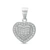 Thumbnail Image 1 of Cubic Zirconia Beaded Cluster Frame Puff Heart Necklace Charm in Solid Sterling Silver