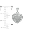 Thumbnail Image 2 of Cubic Zirconia Beaded Cluster Frame Puff Heart Necklace Charm in Solid Sterling Silver