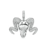 Thumbnail Image 0 of Marquise and Round Cubic Zirconia Ram Head with Horns Necklace Charm in Sterling Silver