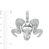 Thumbnail Image 1 of Marquise and Round Cubic Zirconia Ram Head with Horns Necklace Charm in Sterling Silver