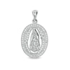 Thumbnail Image 0 of Cubic Zirconia Frame Our Lady of Guadalupe Solid Oval Necklace Charm in Sterling Silver