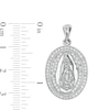Thumbnail Image 1 of Cubic Zirconia Frame Our Lady of Guadalupe Solid Oval Necklace Charm in Sterling Silver