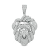Thumbnail Image 0 of Cubic Zirconia Roaring Lion Head Solid Necklace Charm in Sterling Silver