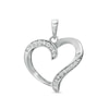 Thumbnail Image 1 of Cubic Zirconia Ribbon Heart Outline Solid Necklace Charm in Solid Sterling Silver