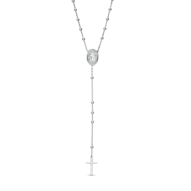 Main Image 1 of Made in Italy 2.1mm Beaded Rosary in Stamped and Casting Sterling Silver - 19.25&quot;