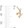 Thumbnail Image 2 of 14K Hollow Gold CZ Curved Leafy Branch Stud - 18G 5/16&quot;