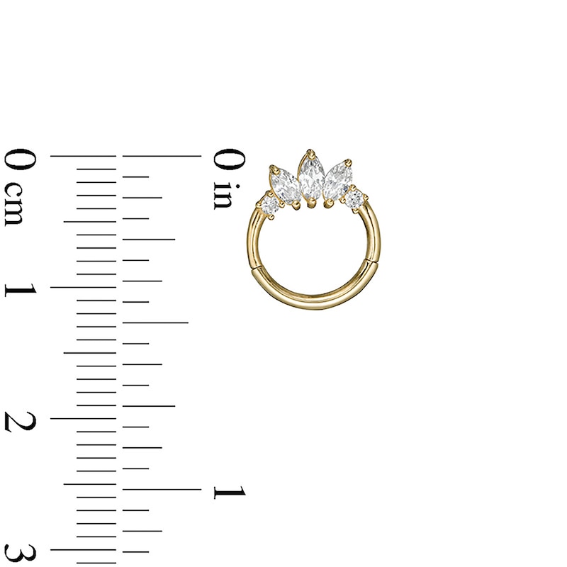 Main Image 3 of 14K Solid Gold CZ Marquise and Round Tiara Cartilage Hoop - 18G 5/16&quot;