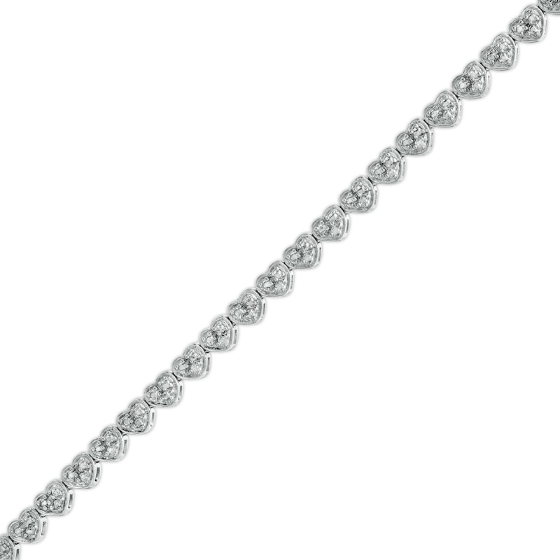 Main Image 1 of Diamond Accent Heart Tennis Bracelet in Sterling Silver – 7.25&quot;