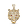 Thumbnail Image 0 of Red and White Cubic Zirconia Tiger Head Necklace Charm in 10K Gold