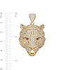 Thumbnail Image 1 of Red and White Cubic Zirconia Tiger Head Necklace Charm in 10K Gold