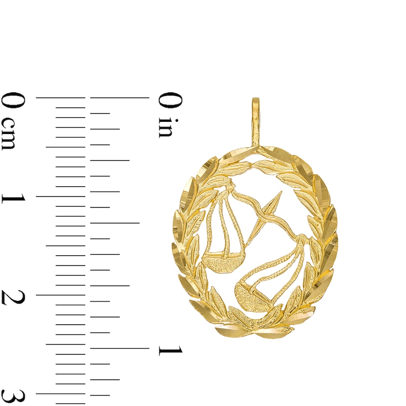 14k Two Tone Gold Open Circle Libra Pendant Necklace