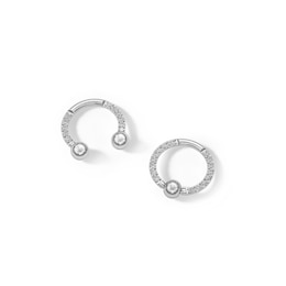 Stainless Steel CZ Horseshoe and Nose Ring Set - 16G 3/8&quot;