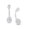 Thumbnail Image 0 of Stainless Steel CZ Pear-Shaped and Round Frame Belly Button Ring Set - 14G