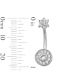 Thumbnail Image 6 of Stainless Steel CZ Pear-Shaped and Round Frame Belly Button Ring Set - 14G