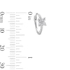 Thumbnail Image 3 of Cubic Zirconia Flower Huggie Hoop Earrings in Sterling Silver